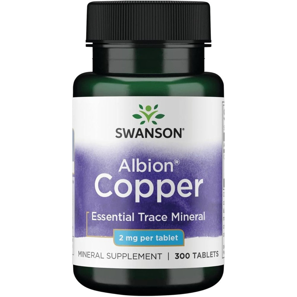 Swanson Copper Mineral Supplement 2mg 300 tablets front label view