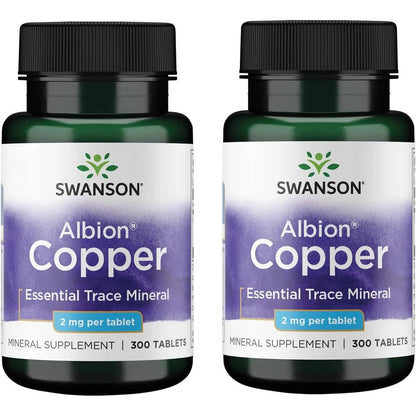 Swanson Copper Chelate 2mg supplement bottles front view