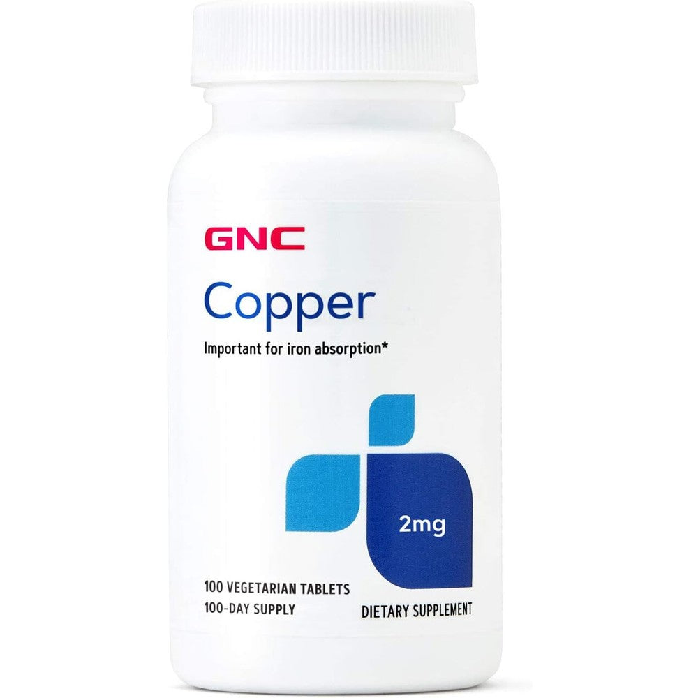 GNC Copper 2mg 100 Tablets front view bottle