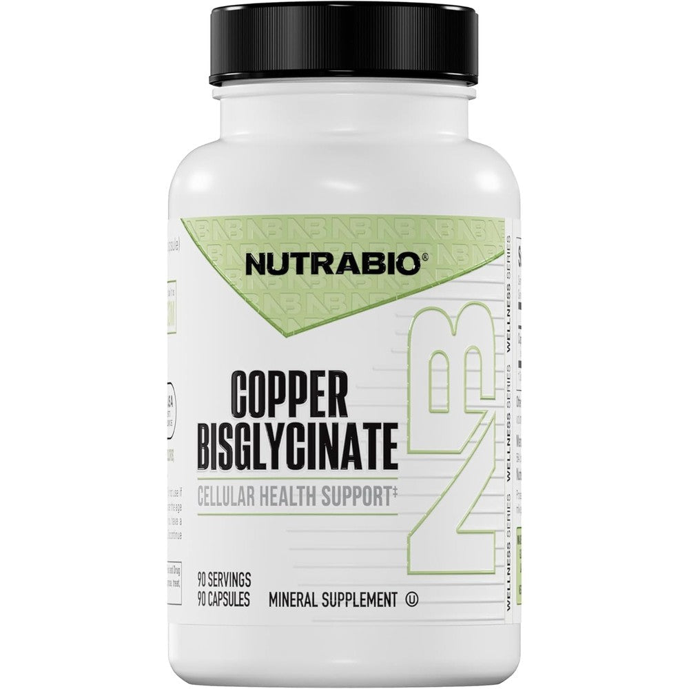 NutraBio Chelated Copper Bisglycinate 3mg bottle front view
