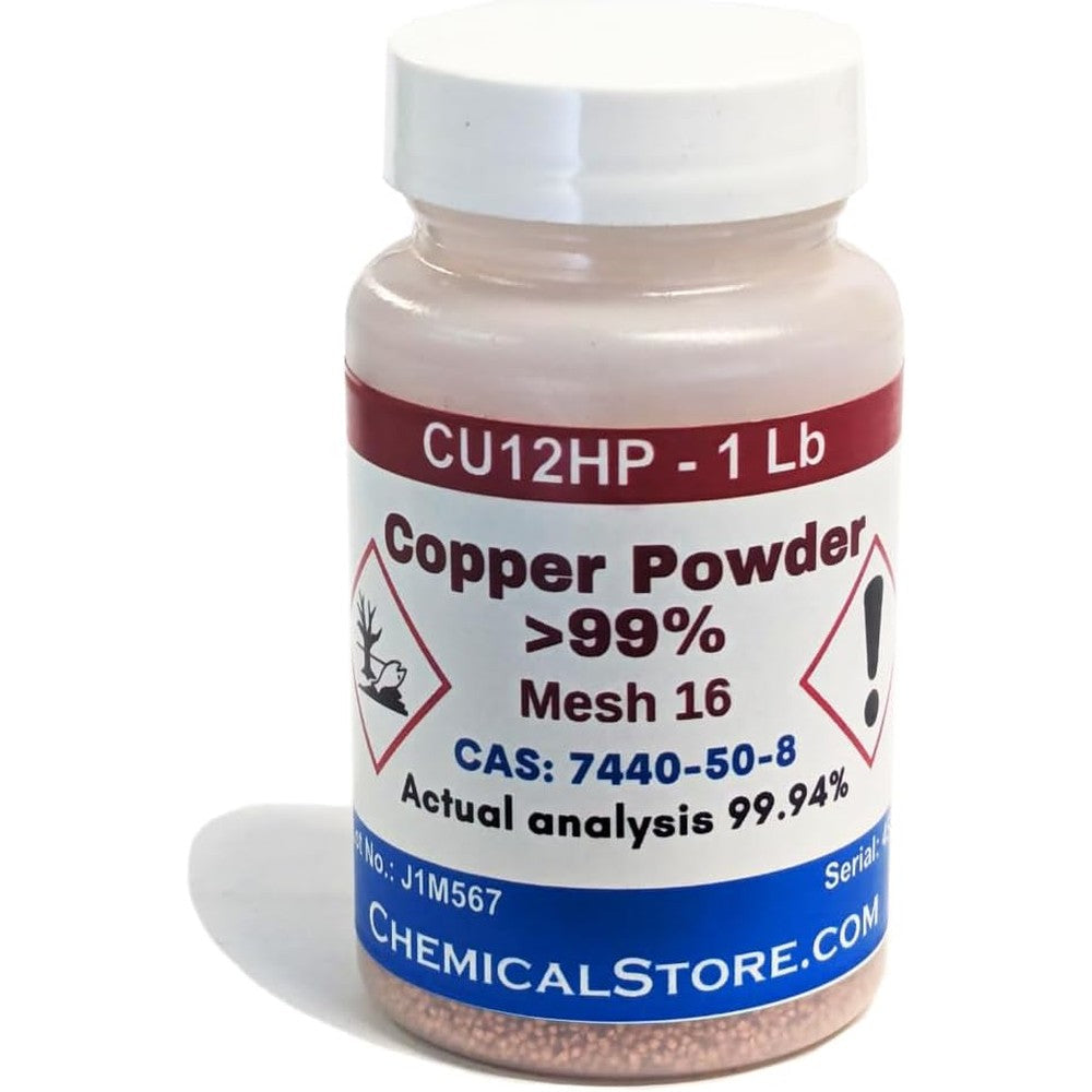Chemicalstore Coarse Copper Powder Granules front view in container