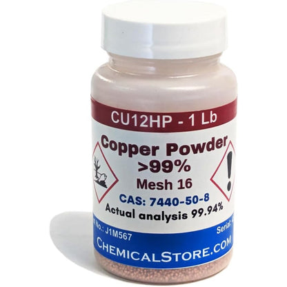 Chemicalstore Coarse Copper Powder Granules front view in container