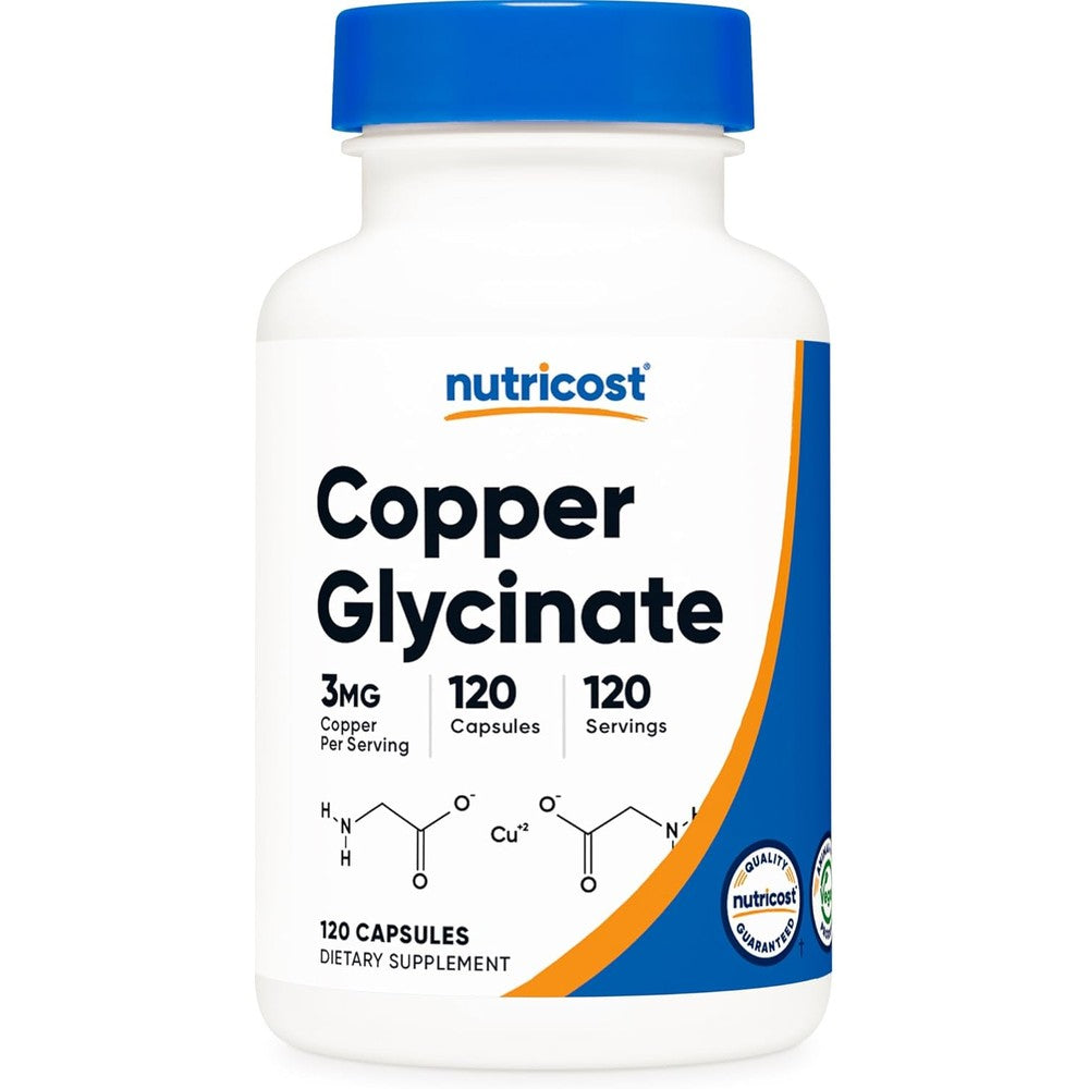 Nutricost Copper Glycinate 3mg front bottle view