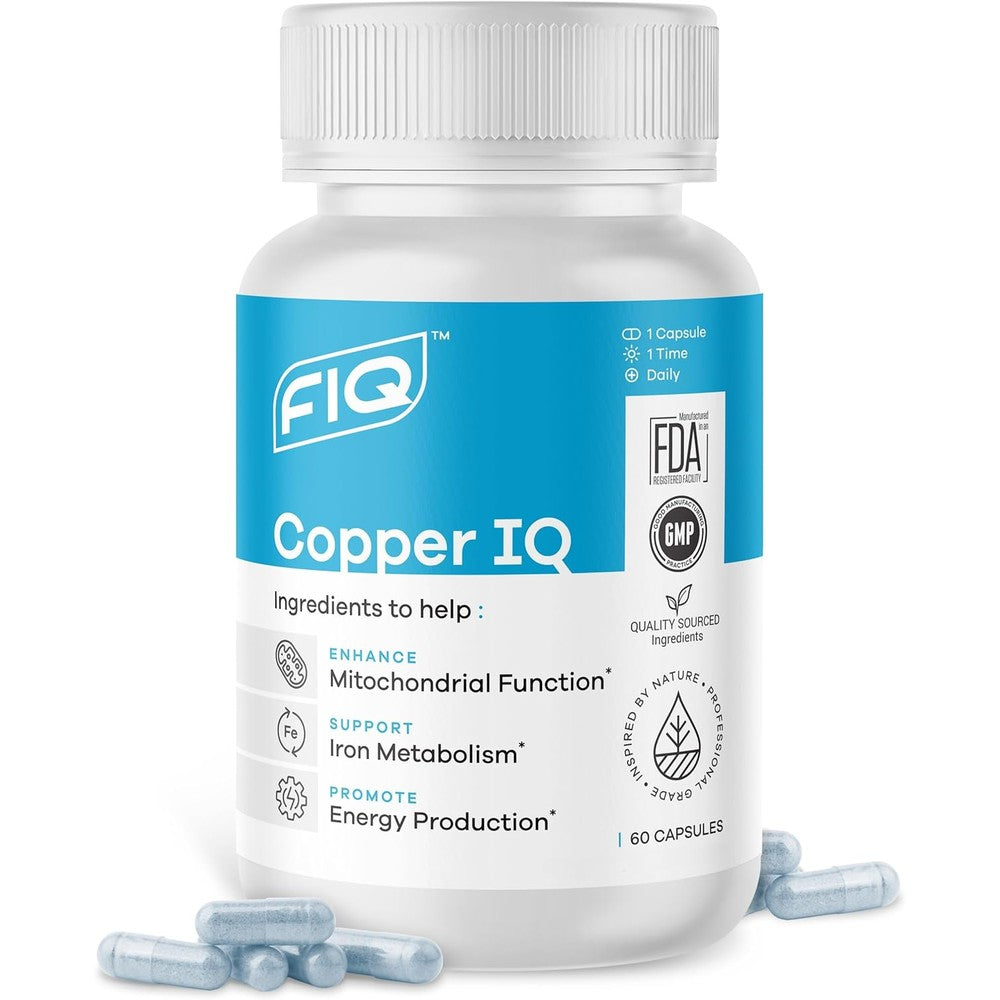 FIQ Formula IQ Copper IQ supplement bottle front view for cellular energy