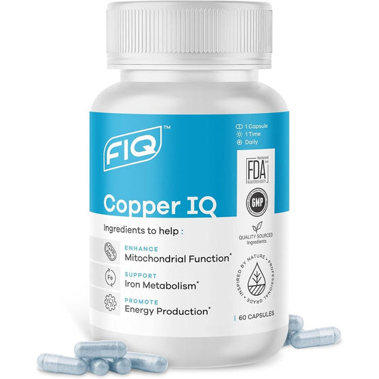FIQ Formula IQ Copper IQ supplement bottle front view for cellular energy
