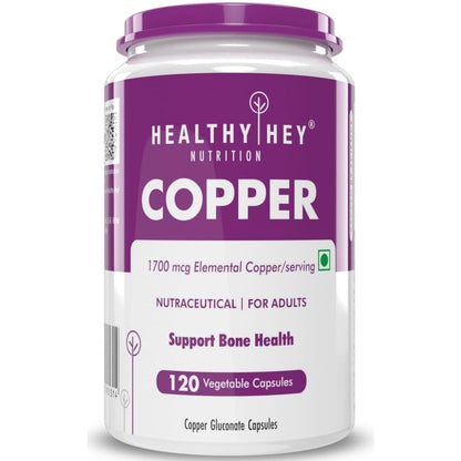 HealthyHey Nutrition Chelated Copper Gluconate front bottle view dietary supplement