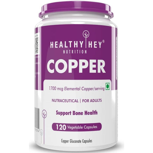HealthyHey Nutrition Chelated Copper Gluconate front bottle view dietary supplement