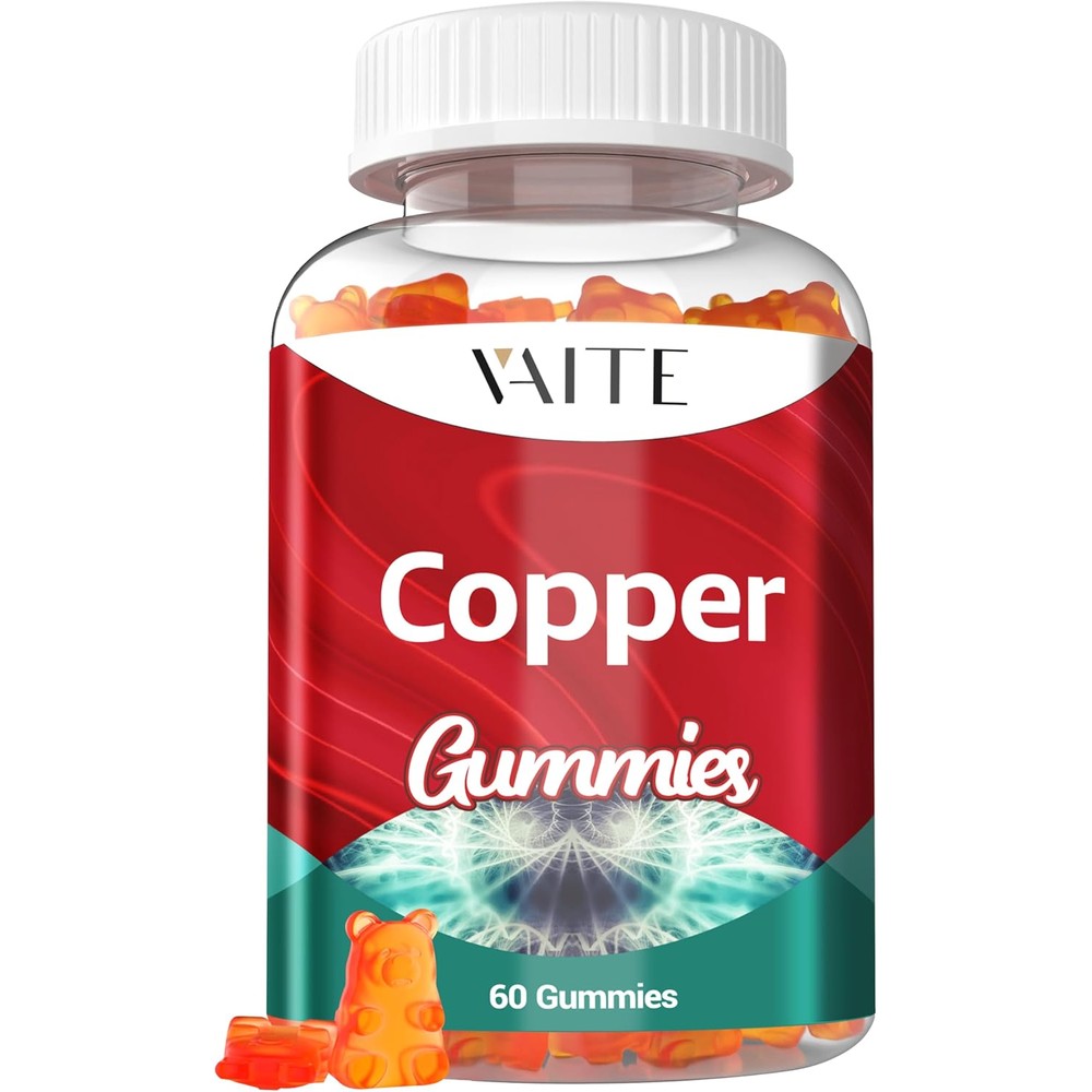 VAITE copper supplement gummies front view bottle for premium cellular health support