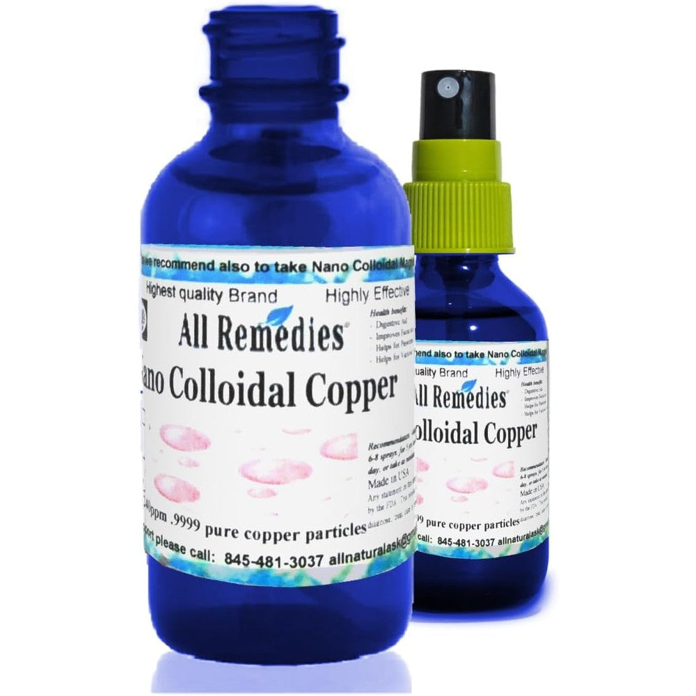All Remedies Nano Colloidal Copper liquid mineral supplement two ounce front view bottle for skin health