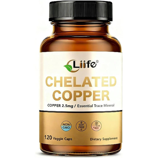 Liife Albion Chelated Copper 2.5 Milligrams bottle front view for iron metabolism support