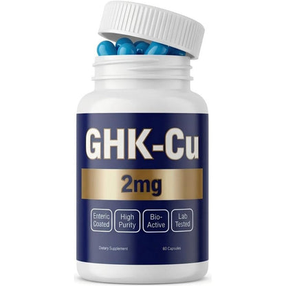 Akgenix GHK-Cu Copper Peptide 2mg 60 Capsules bottle front view for premium anti aging support.