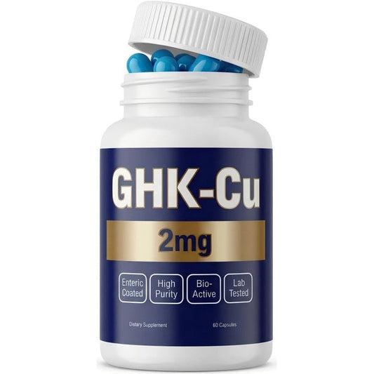 Akgenix GHK-Cu Copper Peptide 2mg 60 Capsules bottle front view for premium anti aging support.
