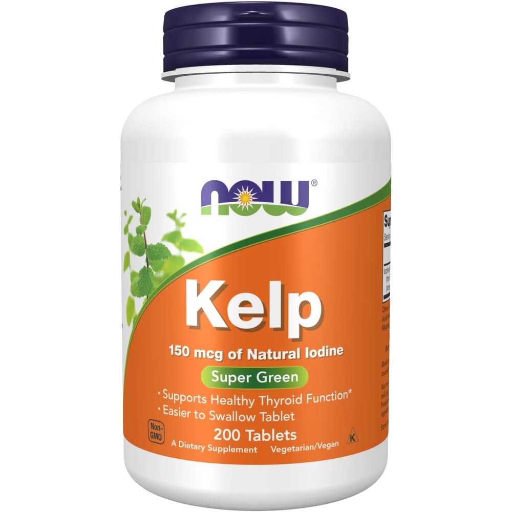 NOW Foods Kelp 150 mcg bottle front view for thyroid support