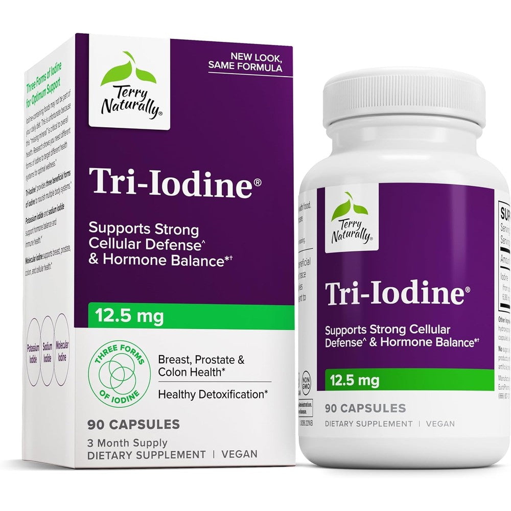 Terry Naturally Tri Iodine 12.5mg Thyroid Health Supplement front view