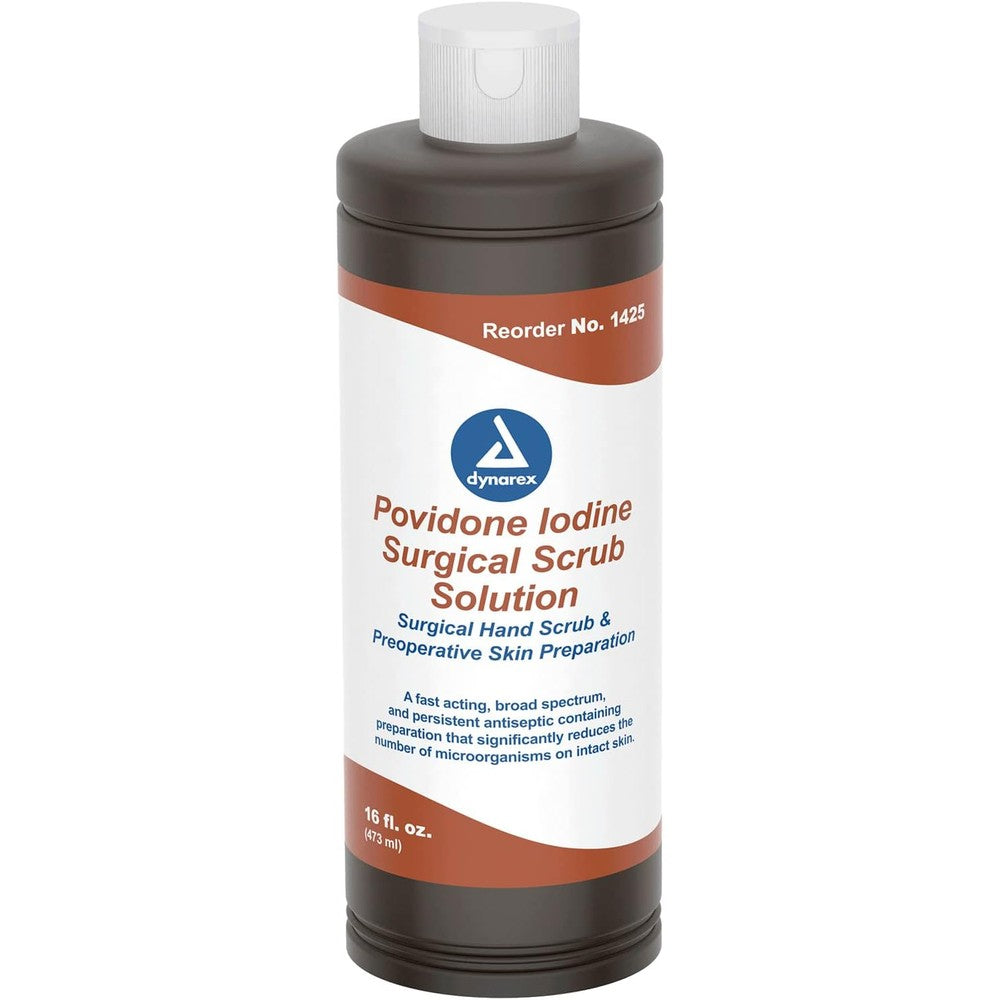 Dynarex Povidone Iodine Surgical Scrub Solution bottle front view
