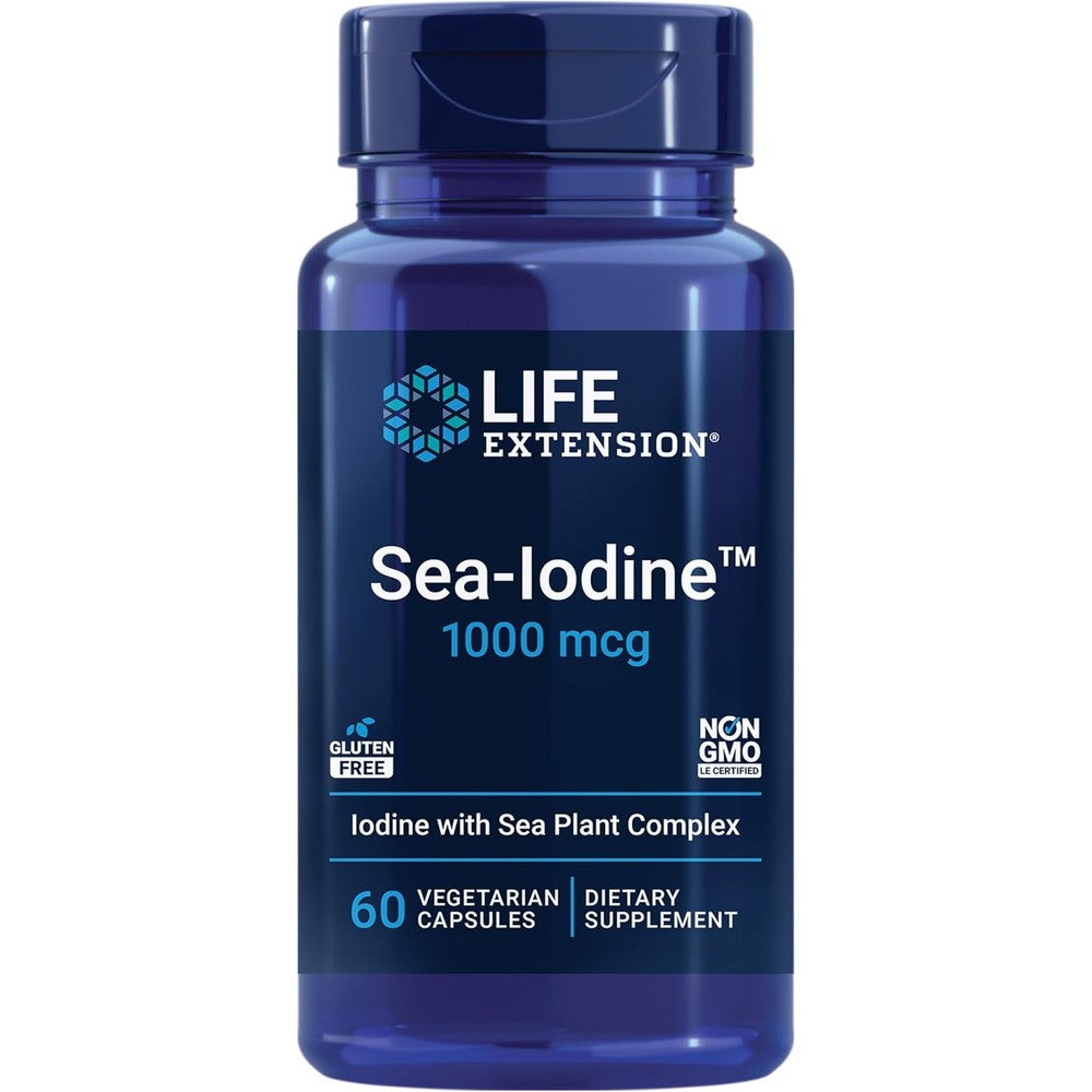 Life Extension Sea-Iodine 1000 mcg front view bottle for thyroid health