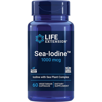 Life Extension Sea-Iodine 1000 mcg front view bottle for thyroid health