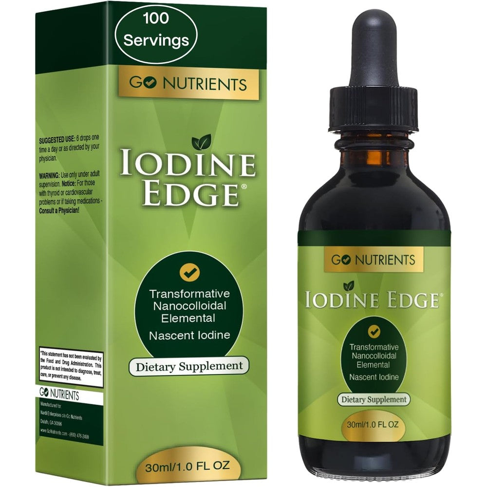 Go Nutrients Iodine Edge liquid supplement front view for thyroid support