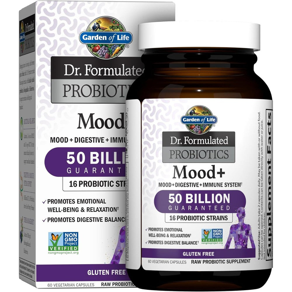 Garden of Life Dr Formulated Mood Probiotics 60 vegetarian capsules front view packaging