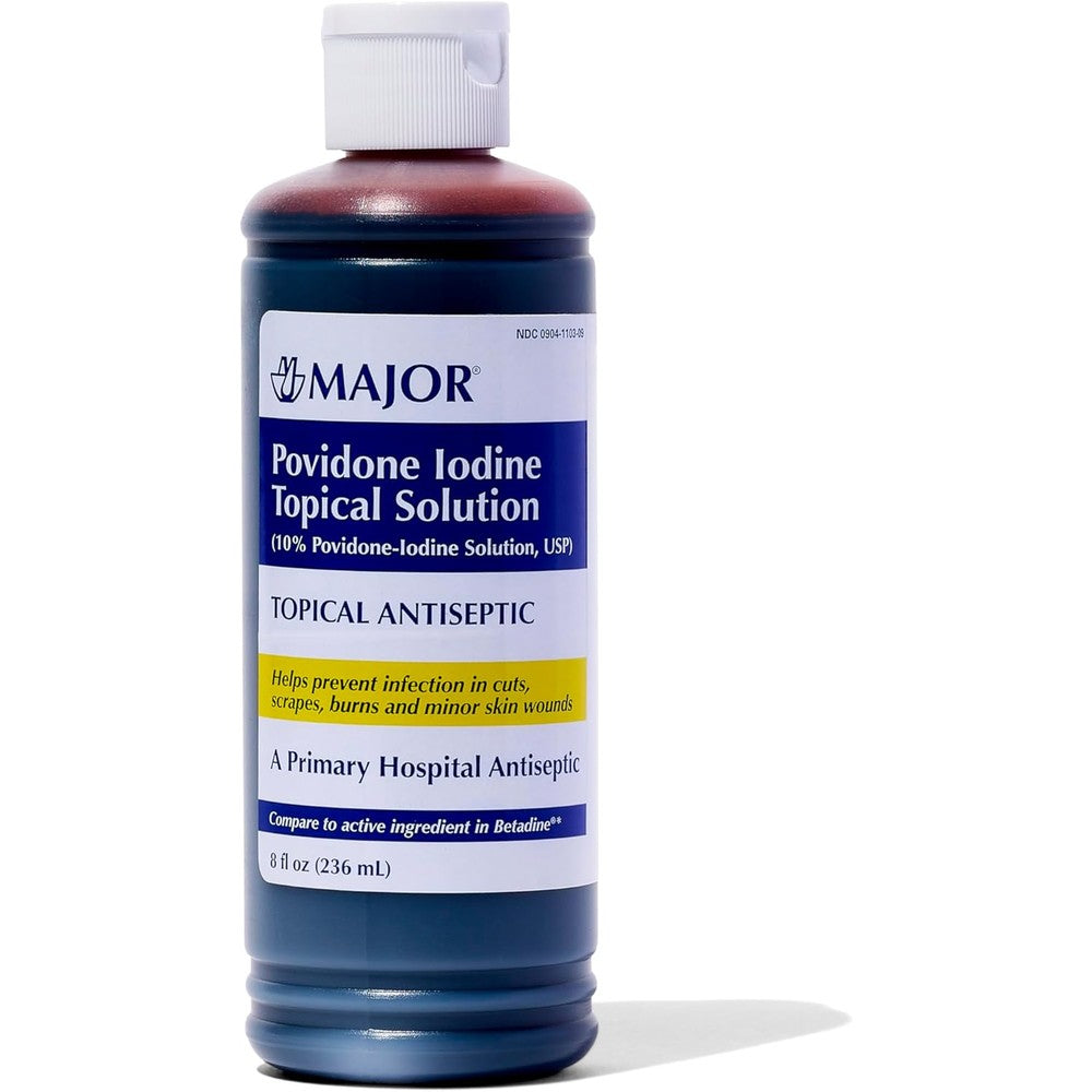 Major 10 Percent Povidone Iodine Antiseptic Solution Front View