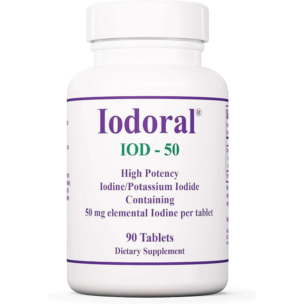 Optimox Iodoral 50 mg 90 tablets front bottle view high potency iodine supplement