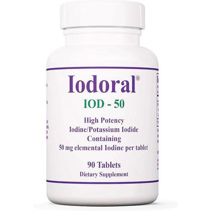 Optimox Iodoral 50 mg 90 tablets front bottle view high potency iodine supplement