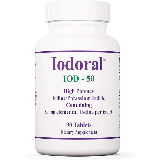 Optimox Iodoral 50 mg 90 tablets front bottle view high potency iodine supplement