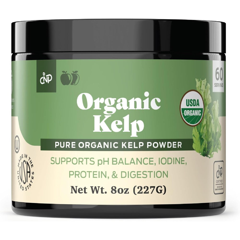 Complete Natural Products Organic Kelp Powder Supplement 8 Ounce container front view showing USDA Organic certification.