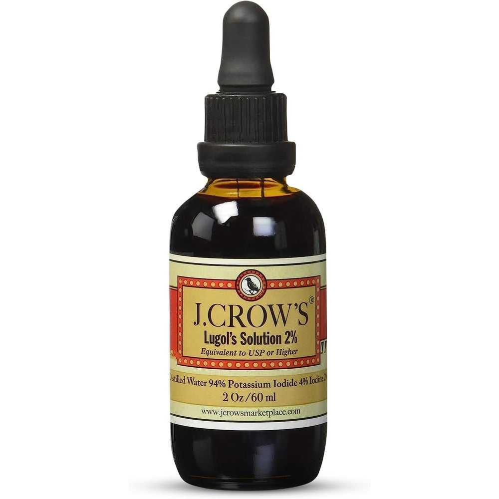 J. Crow's Lugol's Solution Of Iodine 2 Percent front view authentic USA import.
