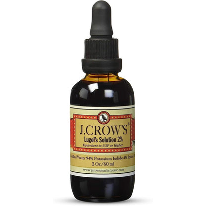 J. Crow's Lugol's Solution Of Iodine 2 Percent front view authentic USA import.