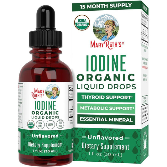 MaryRuth Organics Iodine Liquid Drops front view bottle for thyroid support