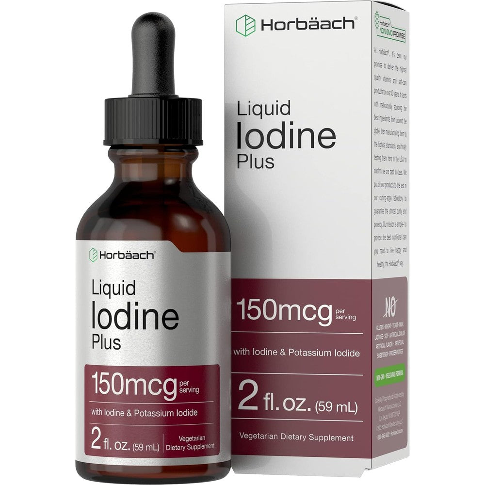 Horbäach Iodine Liquid Drops front view premium thyroid support supplement