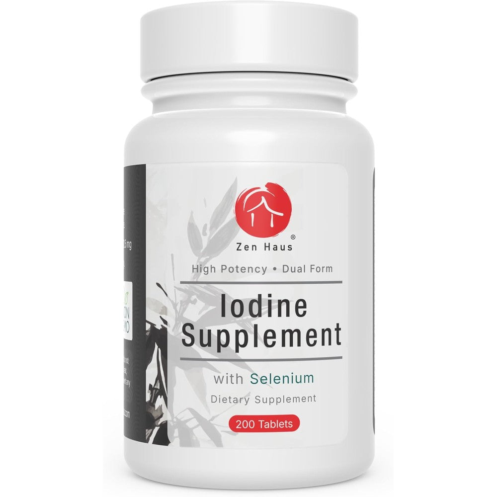 Zen Haus High Potency Iodine Complex 200 tablets bottle front view for thyroid support