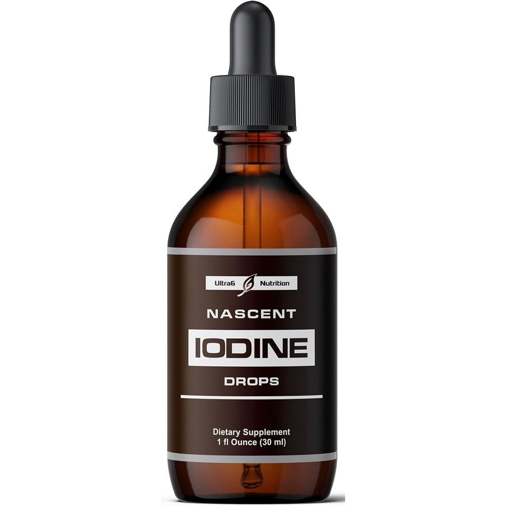 Ultra6 Nutrition Nascent Iodine Supplement Liquid Drops 30ml bottle front view showing the label for thyroid and immunity support.