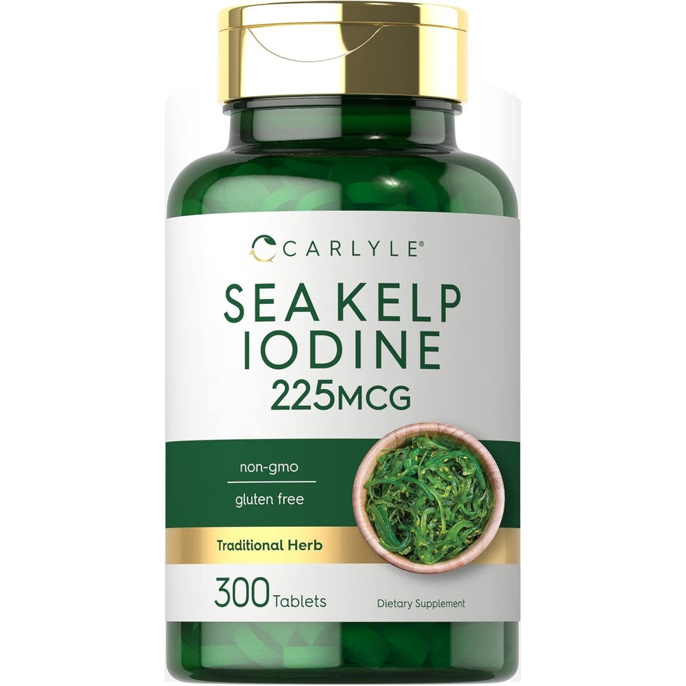 Carlyle Sea Kelp Iodine 225mcg 300 Tablets front bottle view