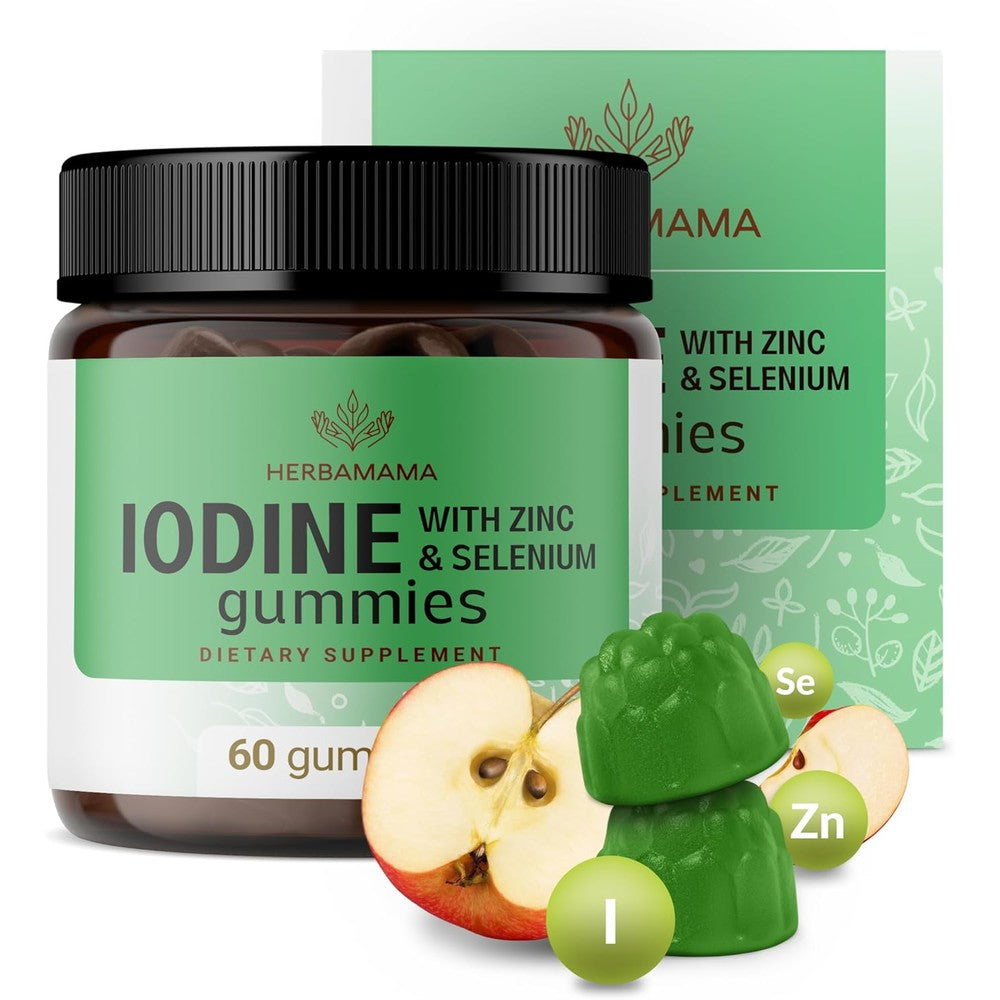 Herbamama Iodine Gummies front bottle view for thyroid health