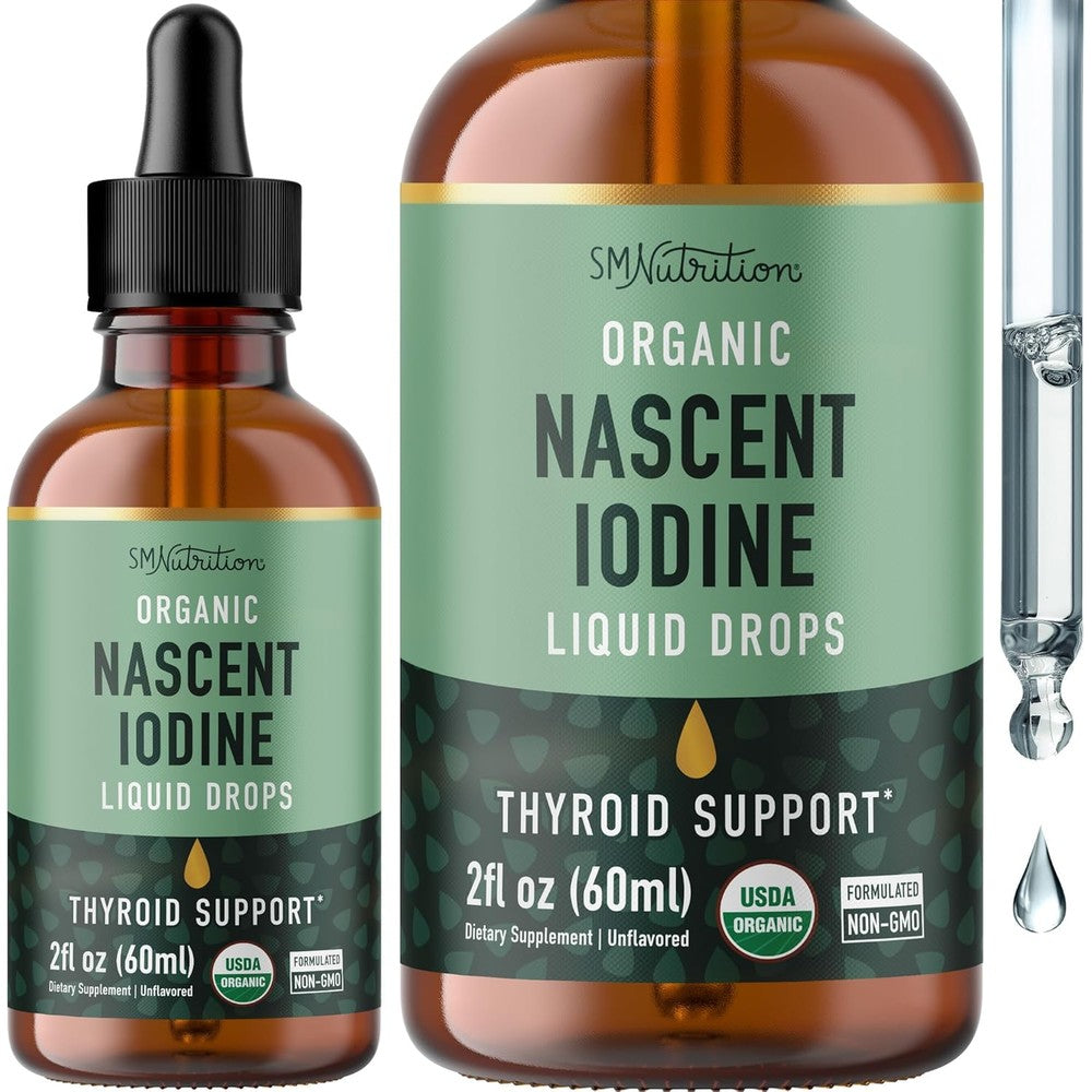 SMNutrition Organic Nascent Iodine Liquid Drops front view for thyroid support