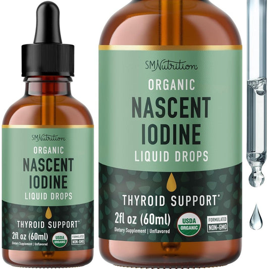 SMNutrition Organic Nascent Iodine Liquid Drops front view for thyroid support