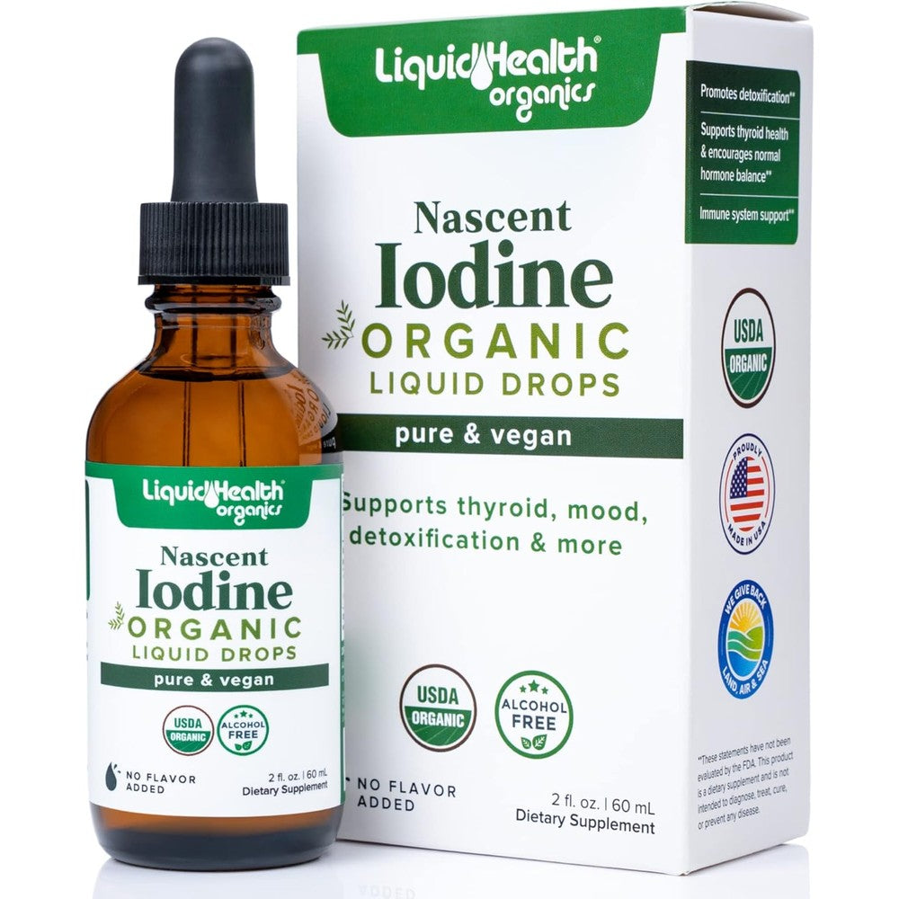LIQUIDHEALTH USDA Organic Nascent Iodine liquid drops for thyroid health