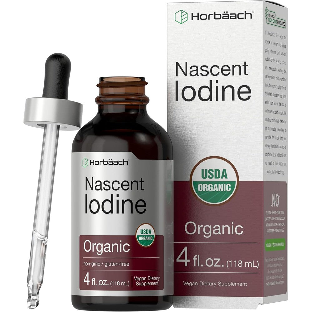 Horbaach Nascent Iodine 4 Fluid Ounce bottle front view