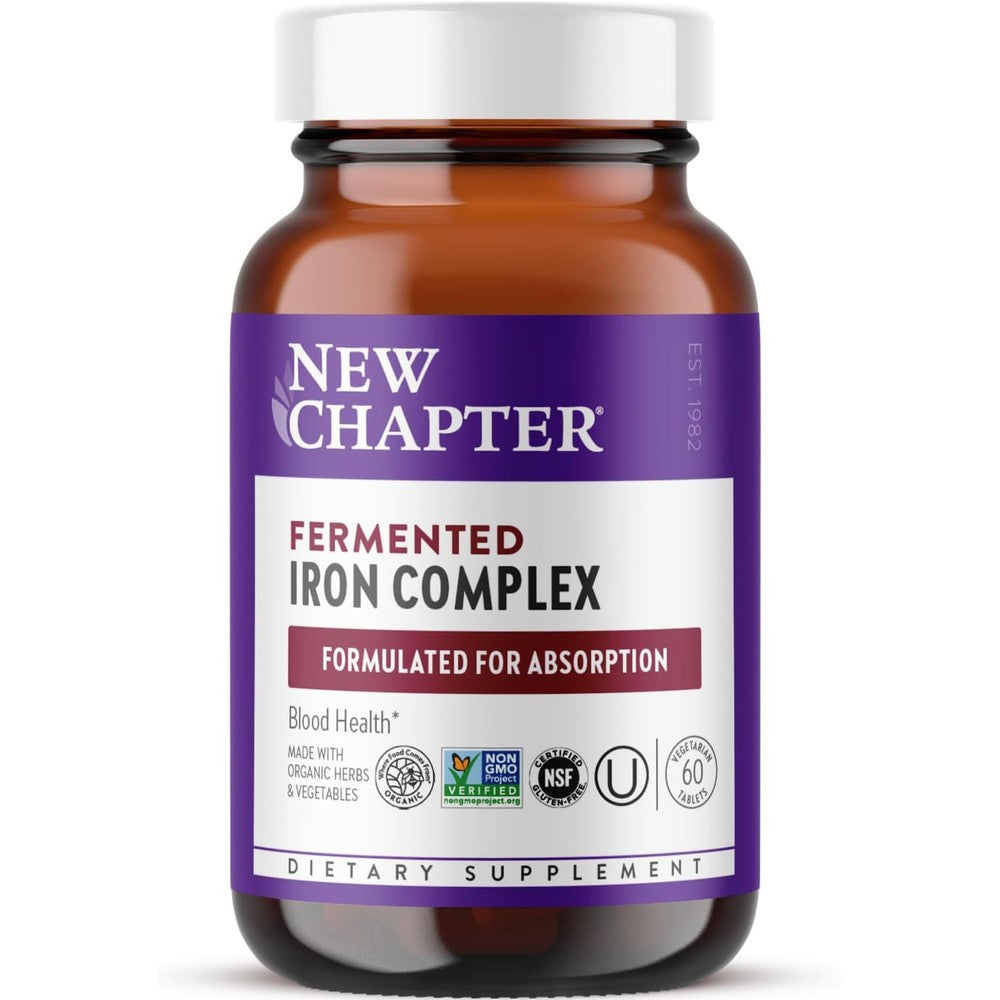 New Chapter Fermented Iron Complex 90 Tablets front view bottle