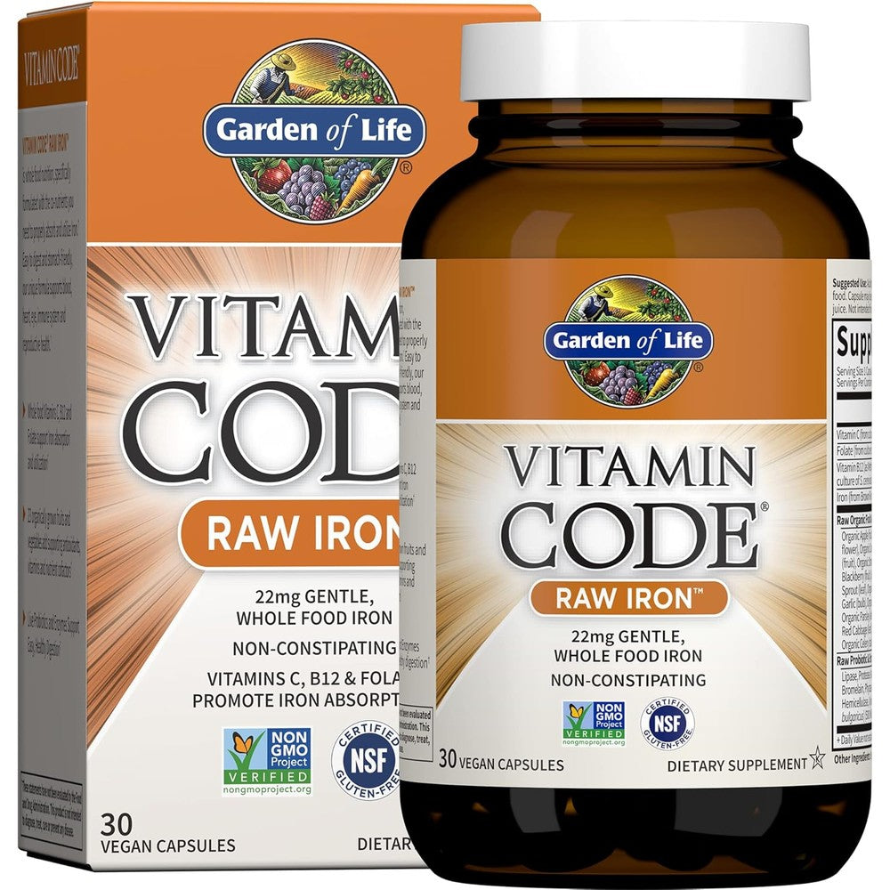 Garden of Life Vitamin Code Raw Iron 30 capsules front packaging view