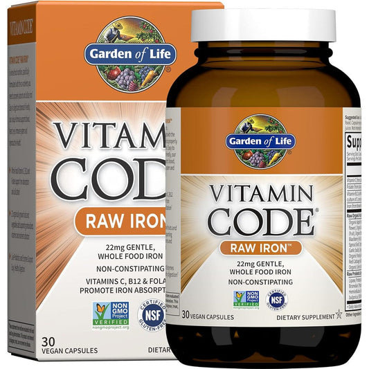 Garden of Life Vitamin Code Raw Iron 30 capsules front packaging view