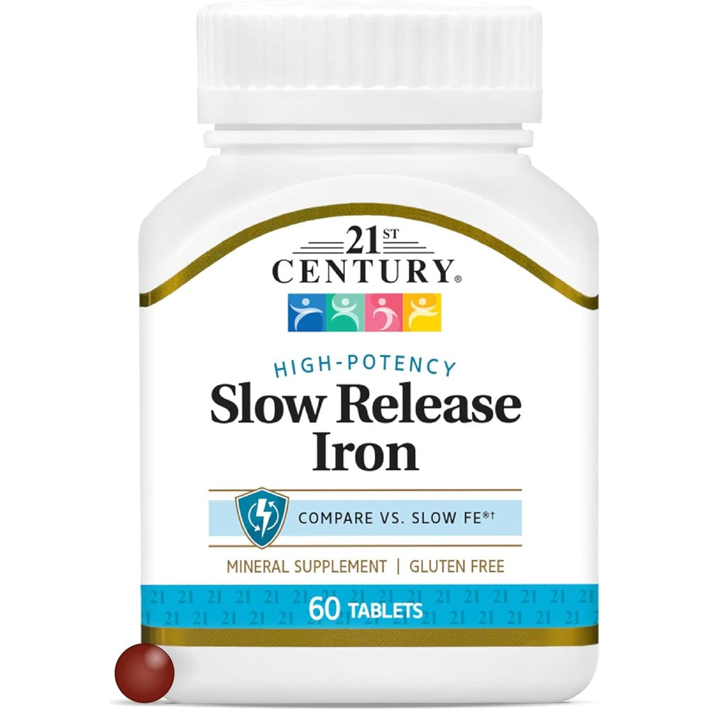 21st Century High Potency Slow Release Iron 45mg 60 tablets front view bottle packaging