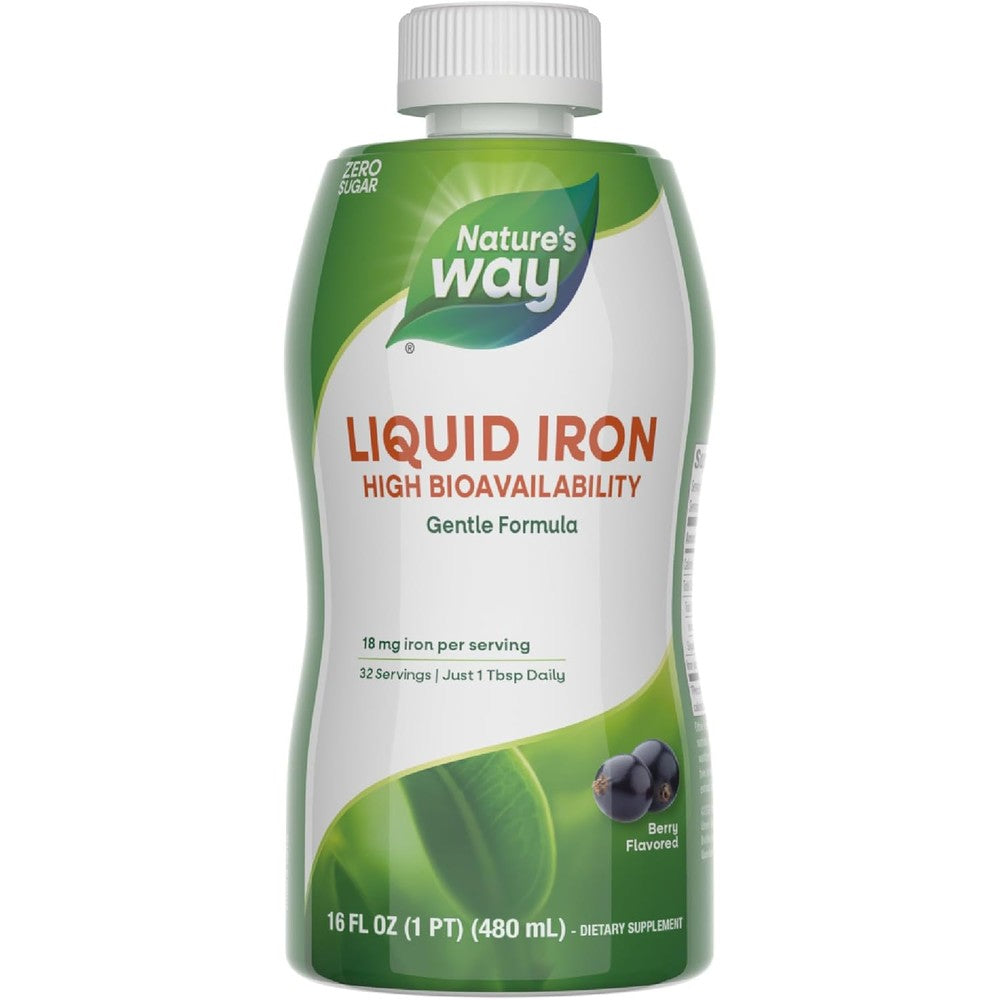 Nature's Way Liquid Iron 16 Fluid Ounce front view bottle for daily iron intake