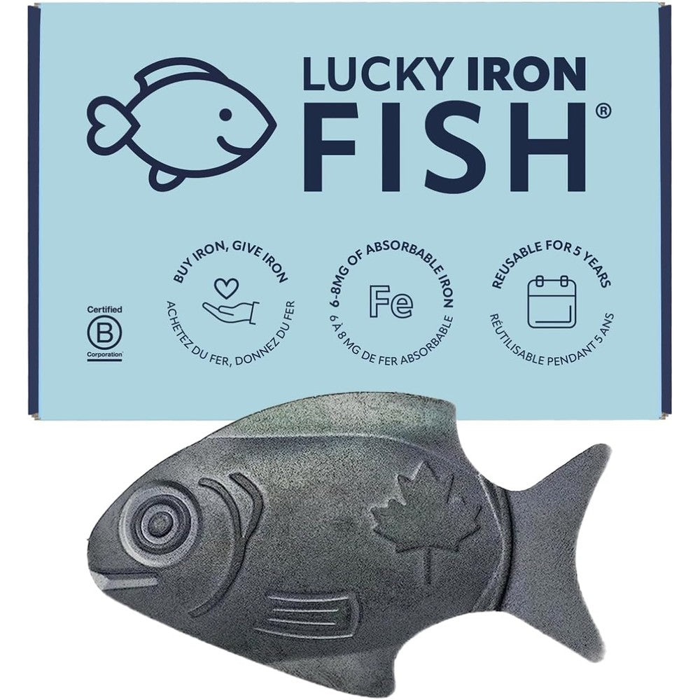 Lucky Brand Original Lucky Iron Fish front view of the cast iron cooking tool showing its compact fish design.