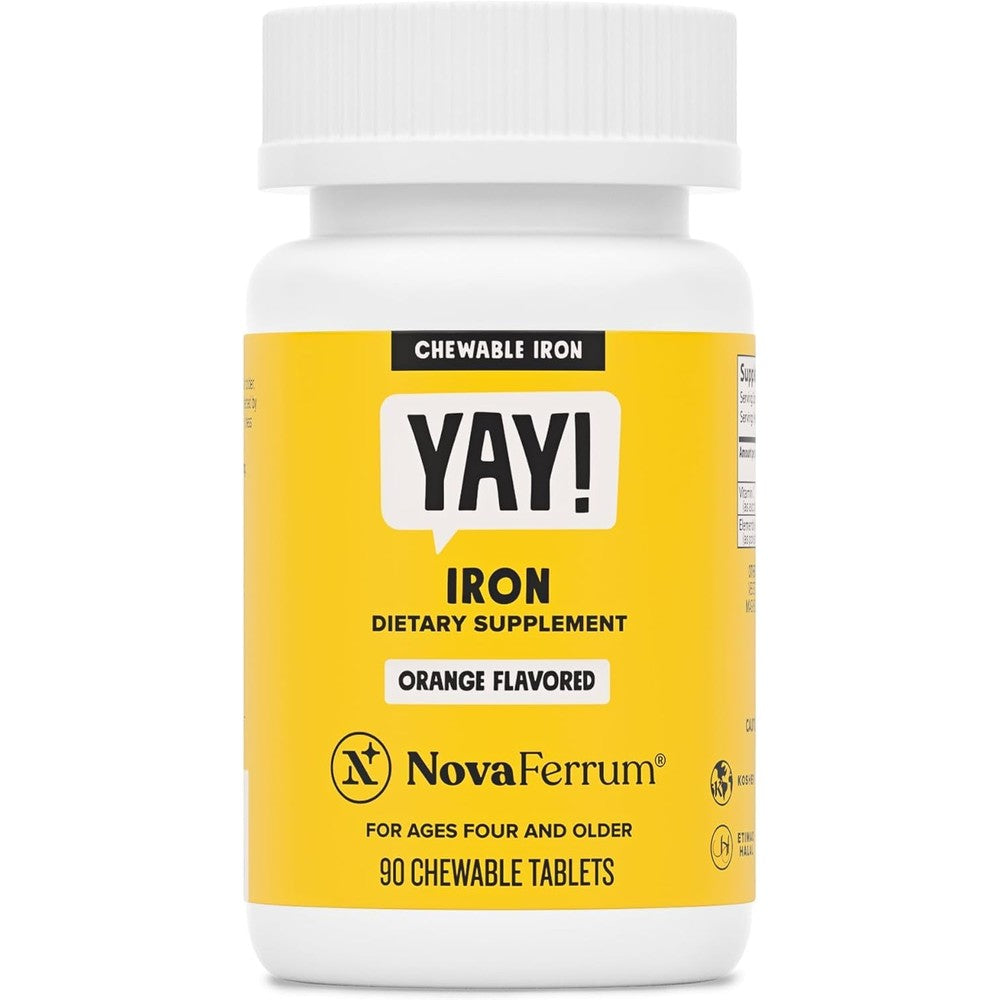 NovaFerrum Yay Chewable Iron Supplement 90 Tablets front view bottle