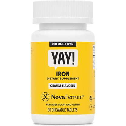 NovaFerrum Yay Chewable Iron Supplement 90 Tablets front view bottle