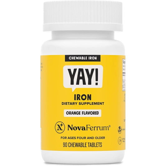 NovaFerrum Yay Chewable Iron Supplement 90 Tablets front view bottle