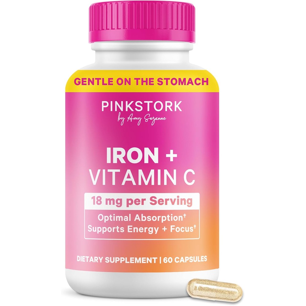 Pink Stork Iron for Women 60 capsules front view showing premium packaging